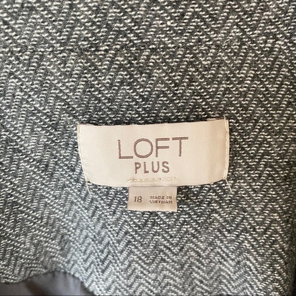 Loft Grey Herringbone Knit Blazer Plus Size 18 - Picture 8 of 10